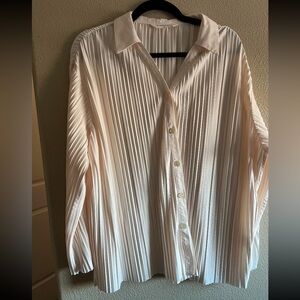 Commense Women's Cream Pleated Button-Down Shirt size XL minimalist old money